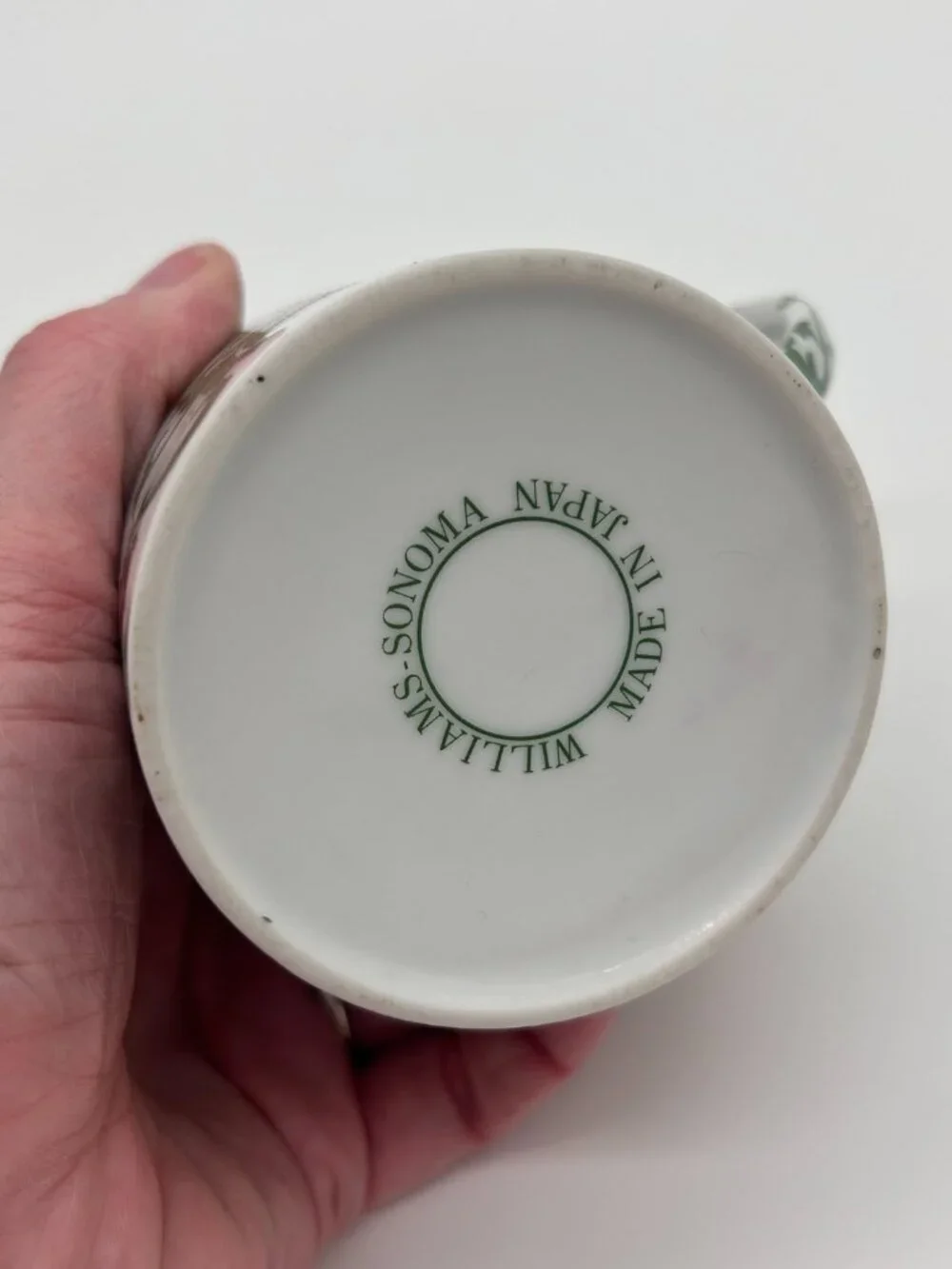 William‎ Sonoma Ceramic Red Floral Green Vines Coffee Mug